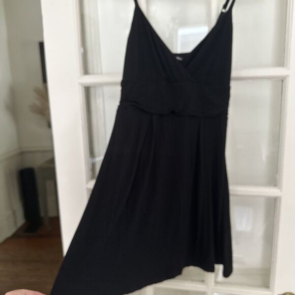 Express Womens Fit & Flare Dress Small Black V Neck Side Zip Spaghetti Strap - Picture 4 of 9